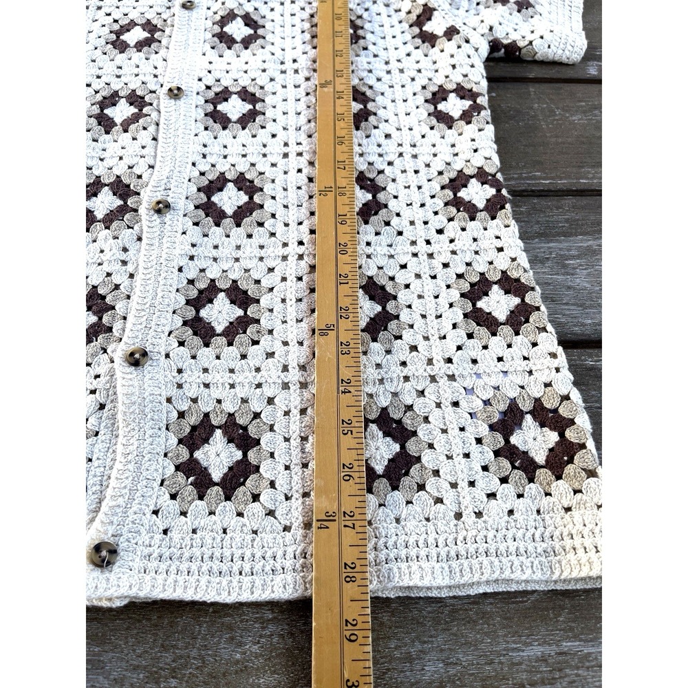 NWT Cotton On Mens Button Down Crochet Havana Shirt Sz M Granny Square Grampcore - Picture 8 of 9